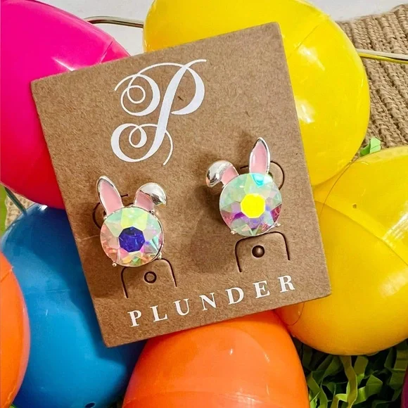 NEW Iridescent Gem Silver Bunny Earrings 🐰 - Picture 2 of 11